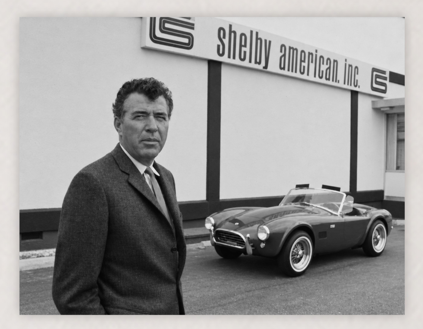 CARROLL SHELBY PERFORMANCE IS MY BUSINESS SHELBY AMERICAN 11X8.5 BW PHOTO REPRO