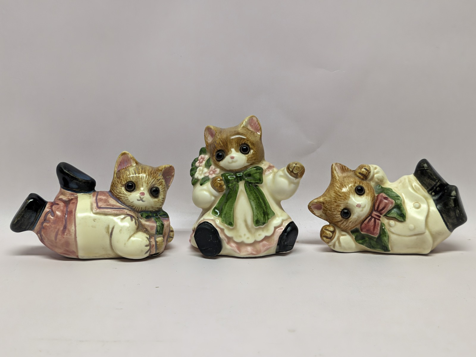 Vintage Made in Japan Ceramic Cat Figurines Set of 3 Kittens Retro Kitsch