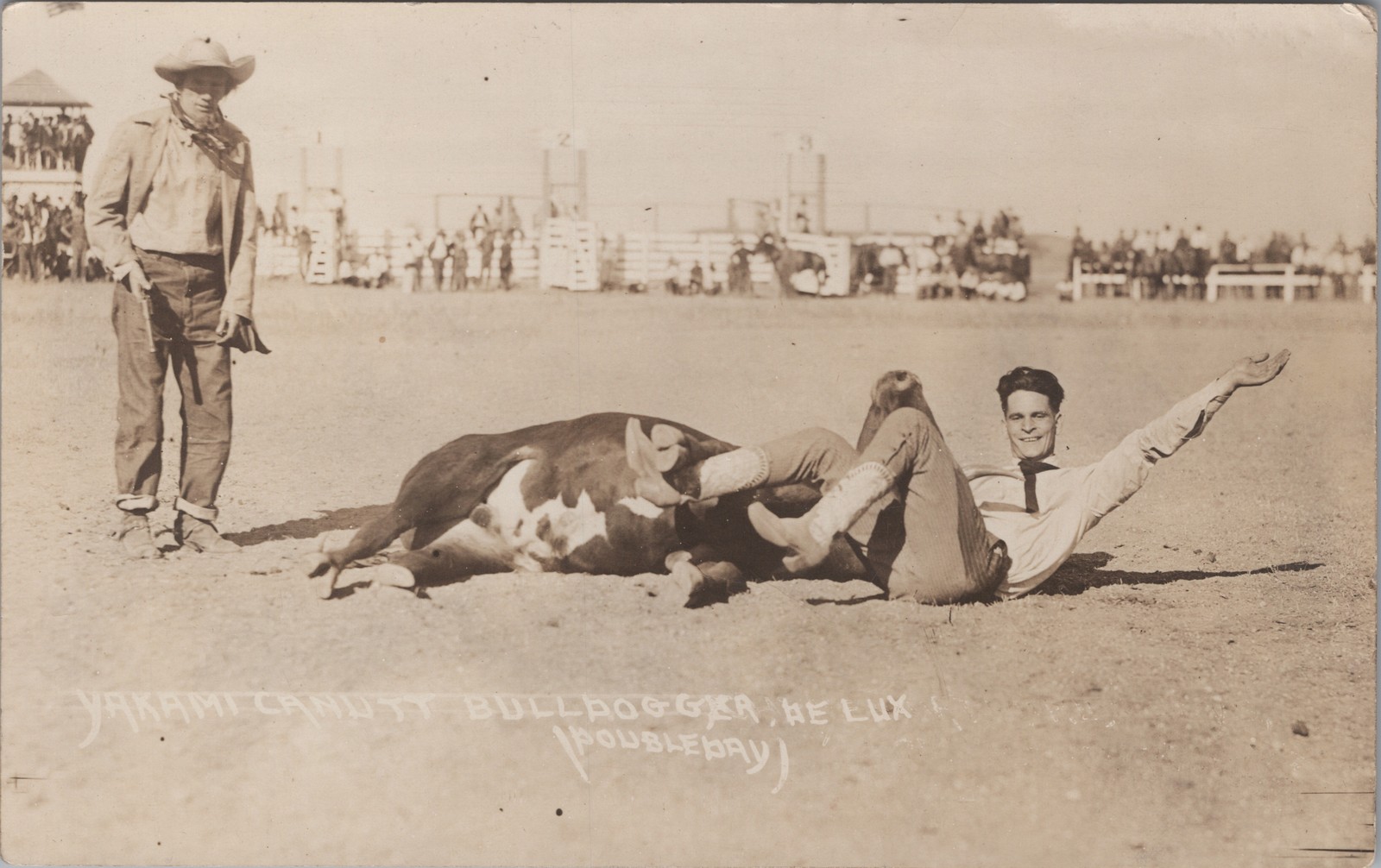 Yakima Canutt Bulldogger RPPC 1922 Rodeo Real Photo Postcard Montana