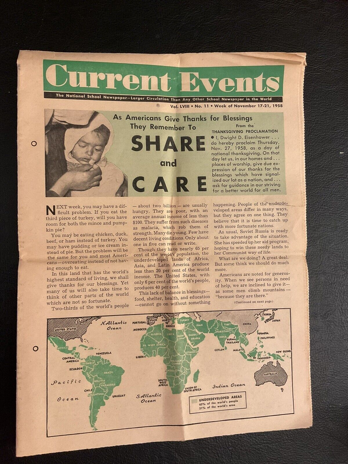Current Events The National School Newspaper,  1958  - Pakistan