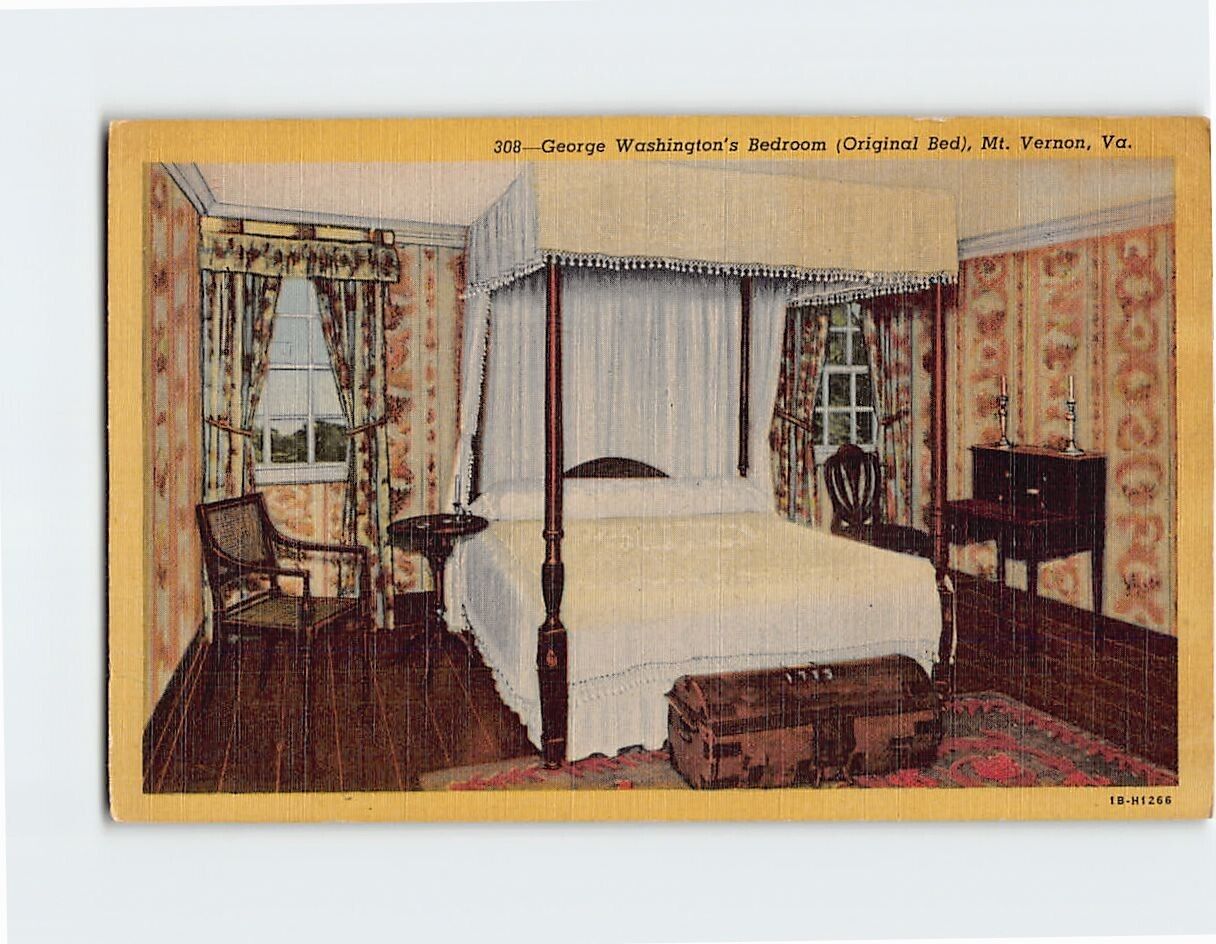 Postcard George Washington\'s Bedroom (Original Bed), Mount Vernon, Virginia