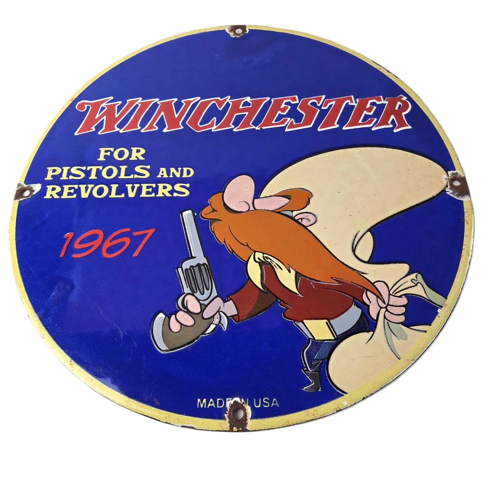 Vintage Winchester Porcelain Sign - Gas Station Pistols Advertisement Sign Vintage Winchester Porcelain Sign - Gas Station Pistols Advertisement Sign