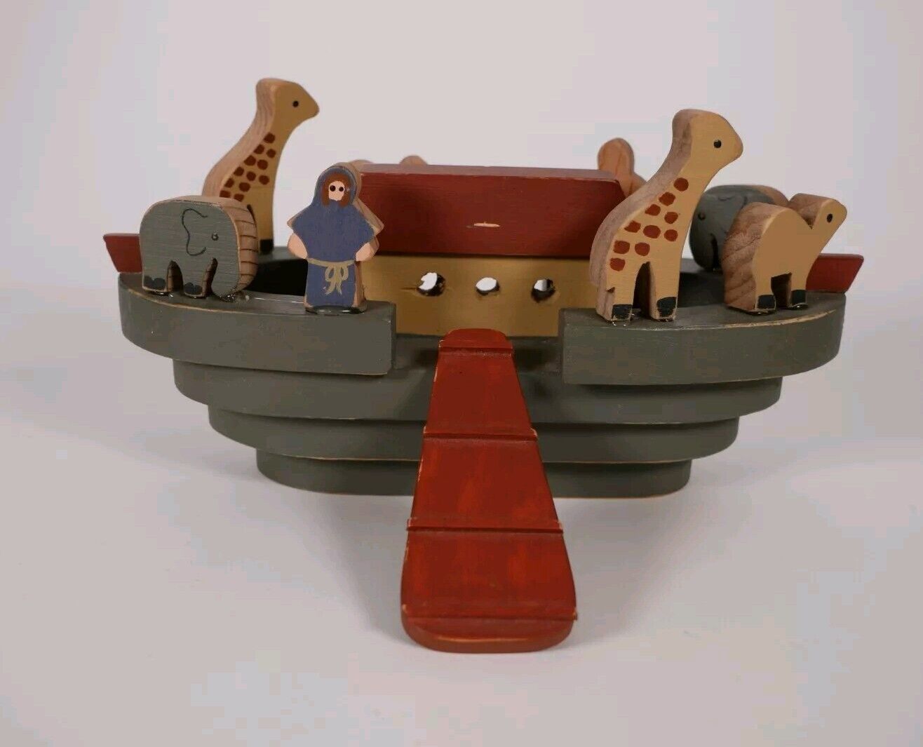 Vintage Wooden Noah's Ark Cute Bible Decor