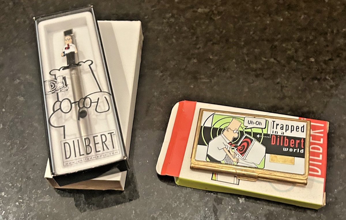 Dilbert Pen & Business Card Holder NOS In Box Desk Set Scott Adams