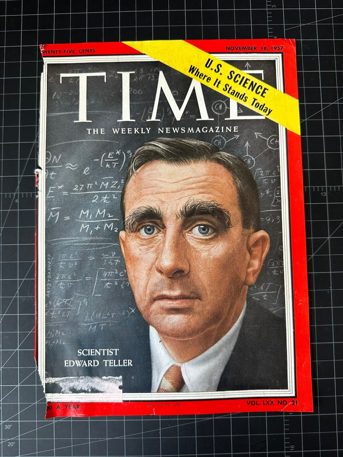 Vintage 1957 Time Magazine Cover - Edward Teller - COVER ONLY