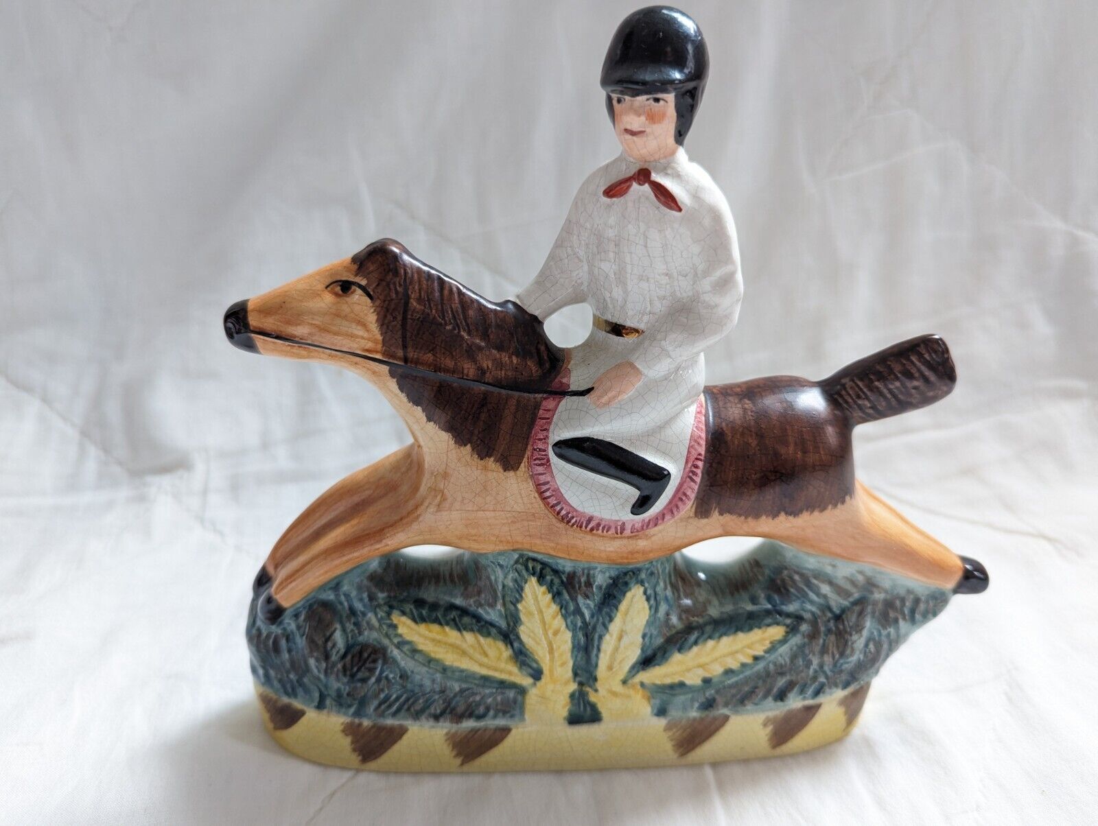 Vintage Staffordshire English Equestrian Jockey Riding Horse Figurine