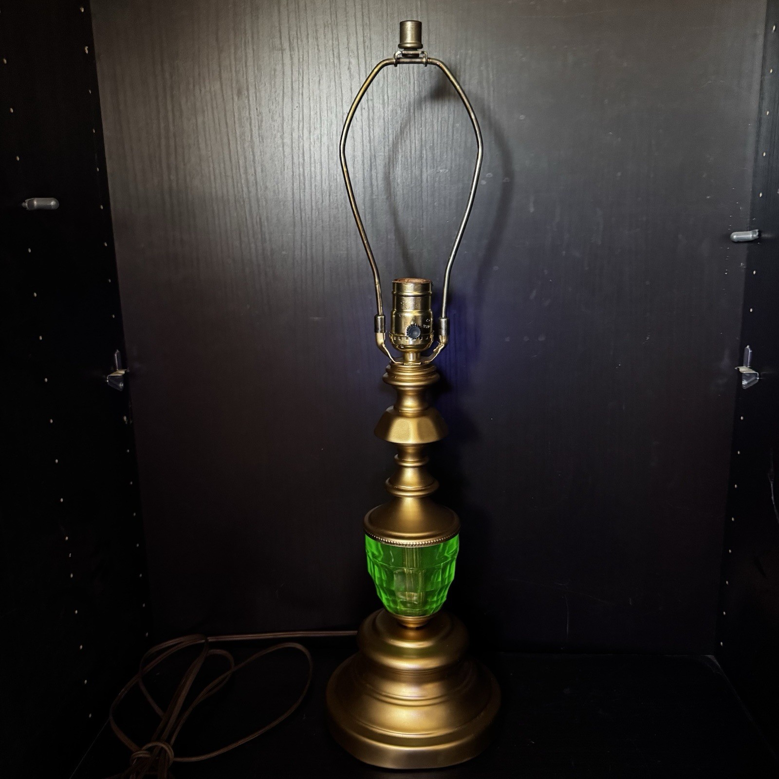 Uranium Glass Table Lamp Art Deco Style Antique Vintage Custom Build Glows Uv