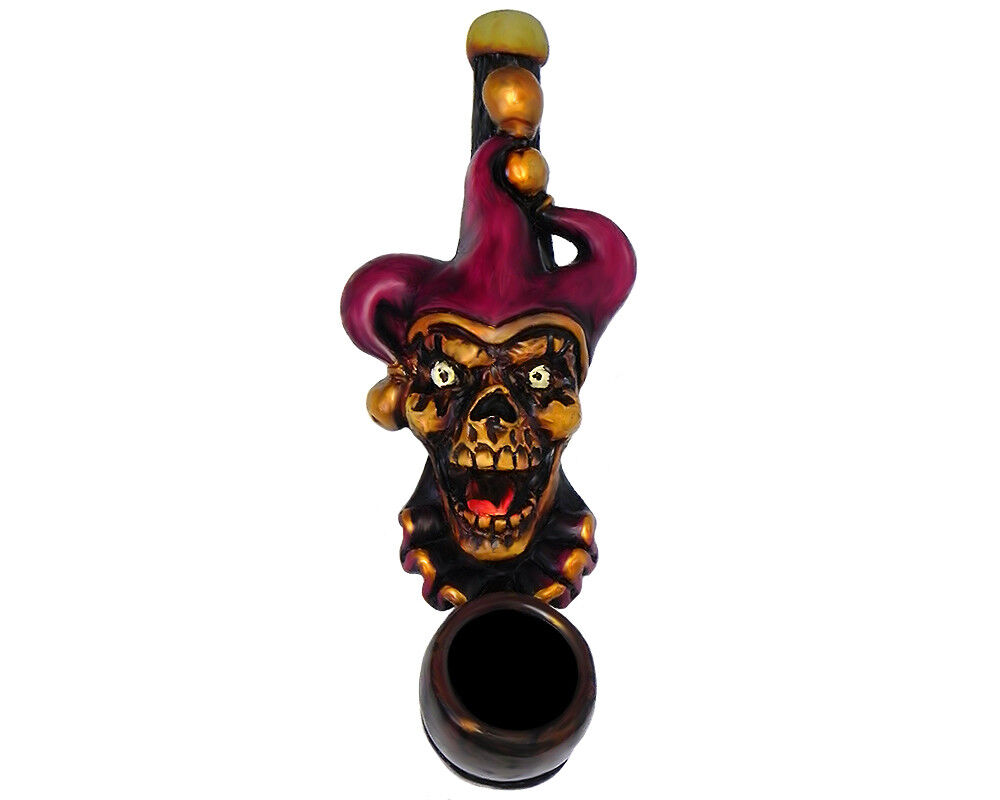Evil Purple Jester Clown Handmade Tobacco Smoking Small Hand Pipe Tongue Creepy