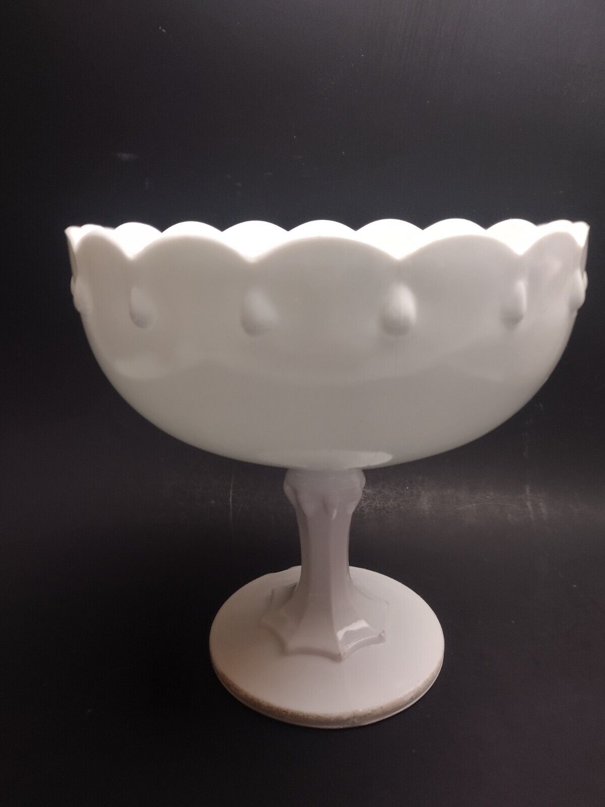 Vintage Indiana Milk Glass Teardrop Pedestal Compote Bowl Center Piece Bowl