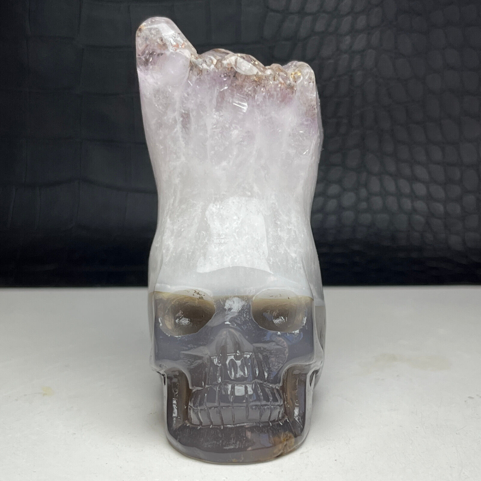 310g Natural Crystal Specimen. Agate Crystal. Hand-carved.The Exquisite Skull.PW