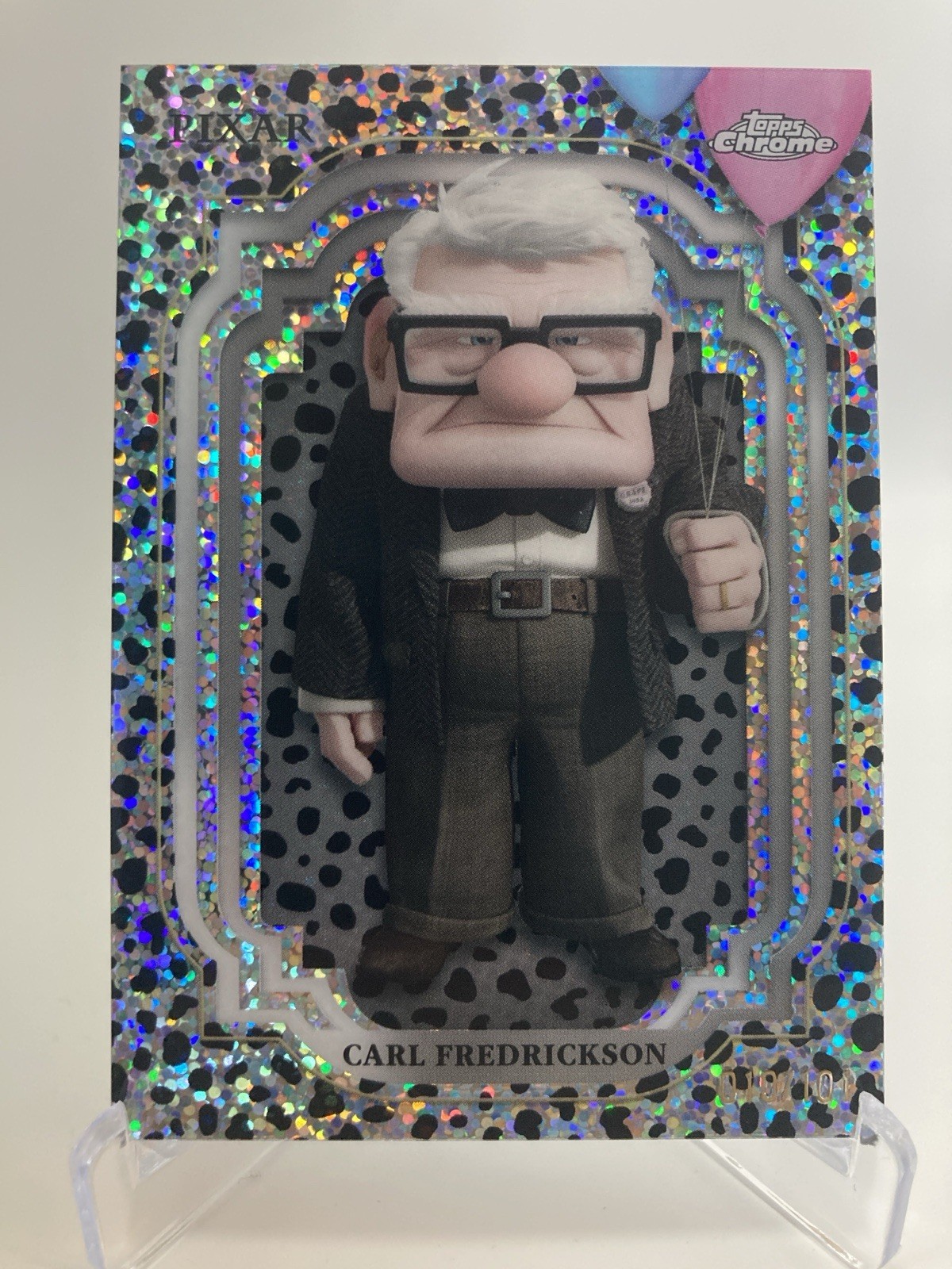 2024 Topps Chrome Disney Carl Fredrickson #134 Black & White Speckle /101