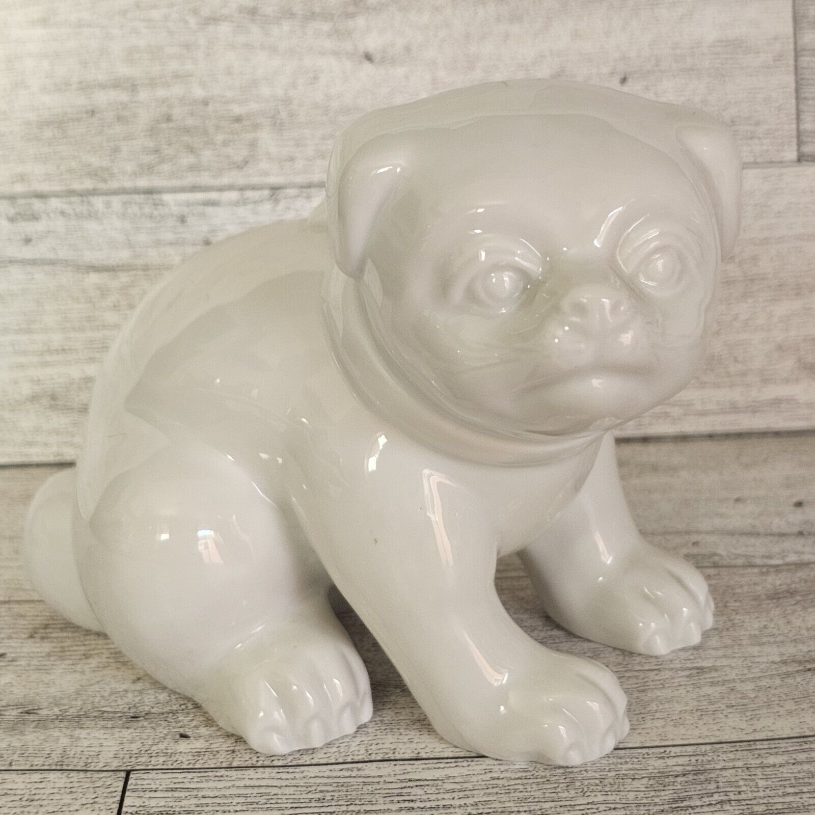 FITZ and FLOYD Vintage 1977 White Ceramic Sitting Dog Figurine Collectible