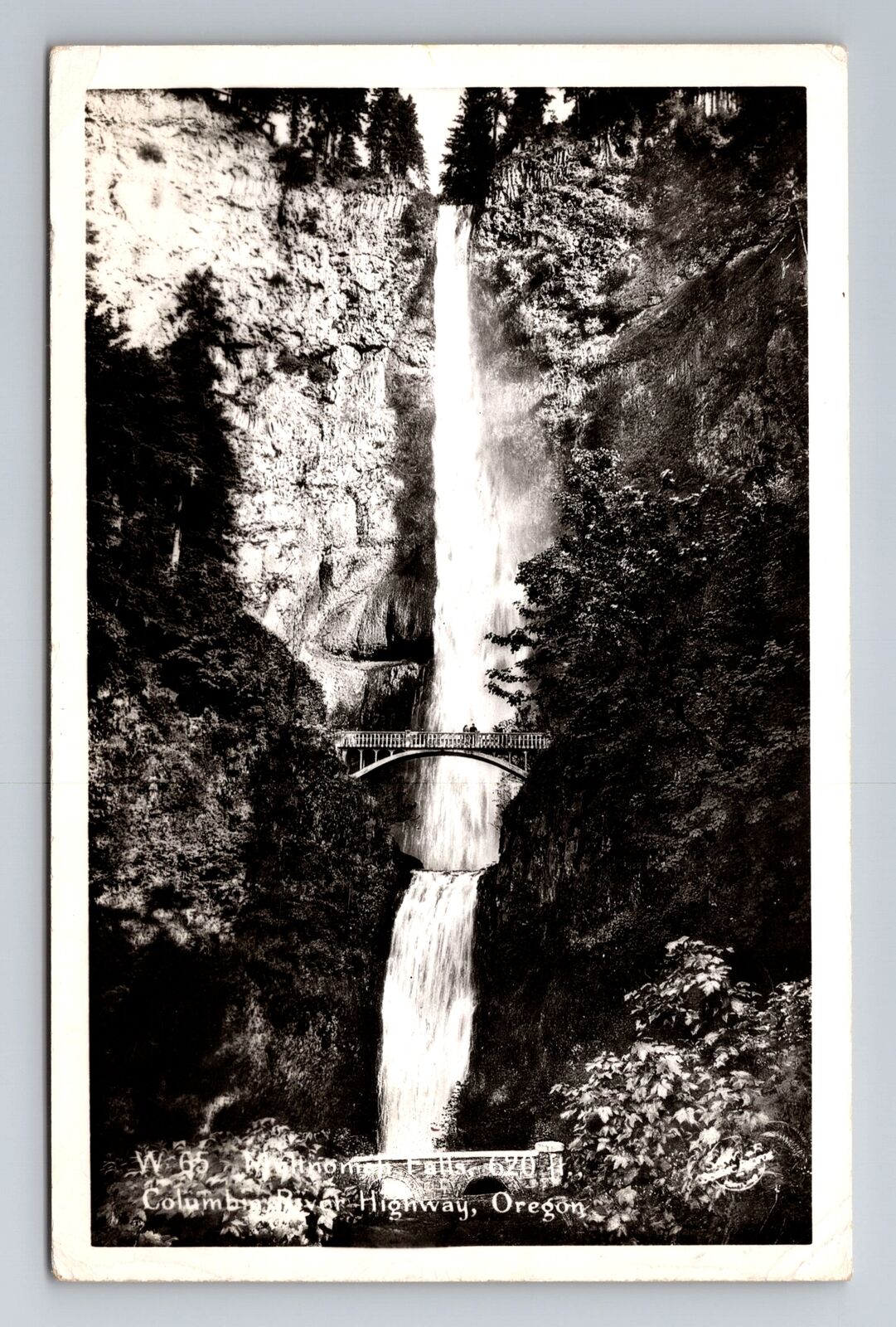 Columbia River Highway OR-Oregon RPPC, Multnomah Falls, Vintage c1954 Postcard