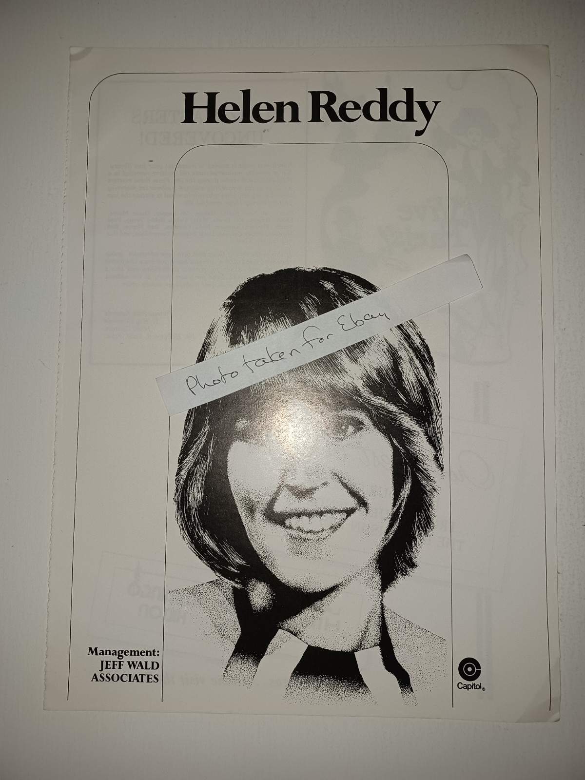 1974 Helen Reddy 9x12 Industry clipping ad
