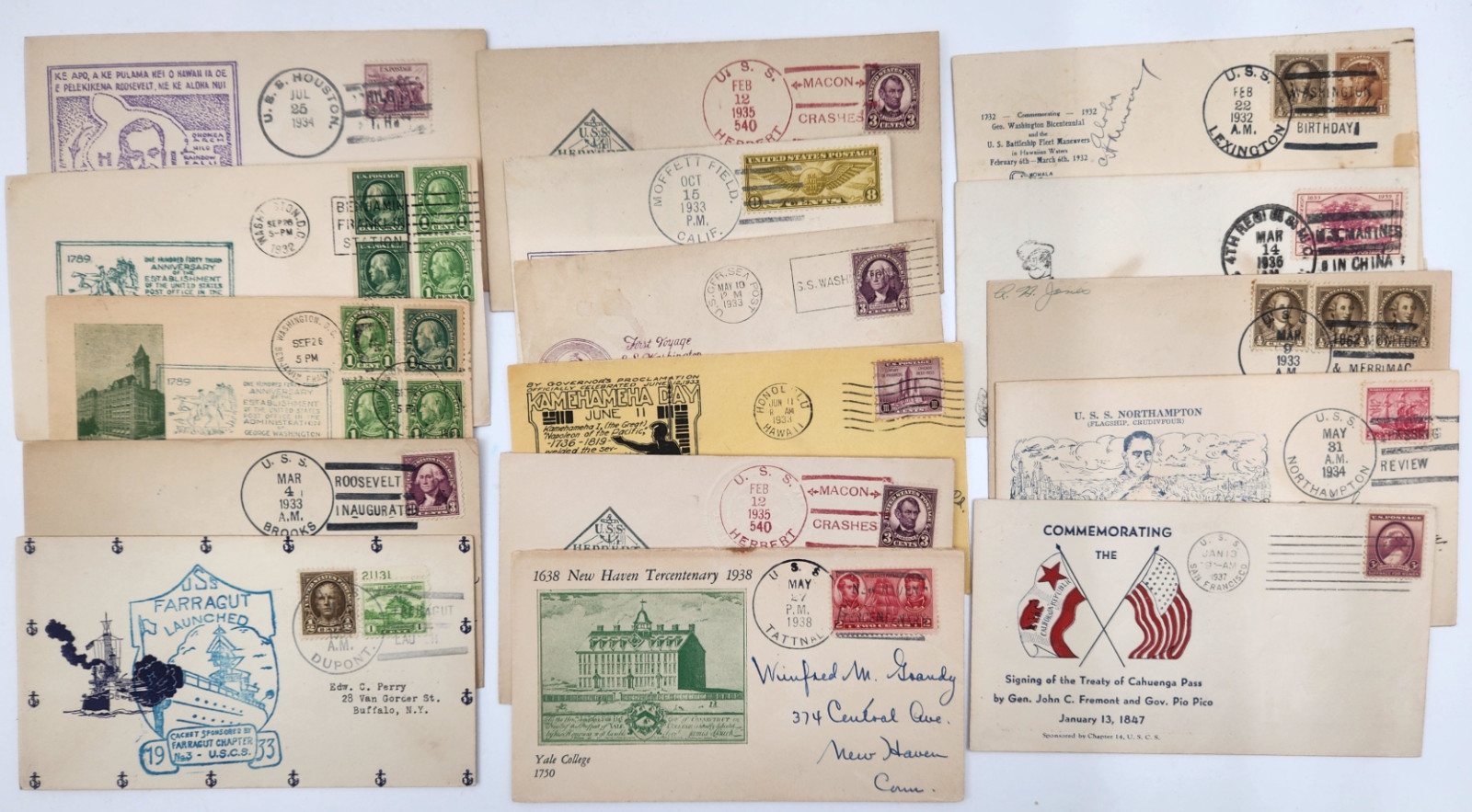Lot 16 1930s US Naval Covers 4th Marines China USS Macon Crash Lexington Hawaii