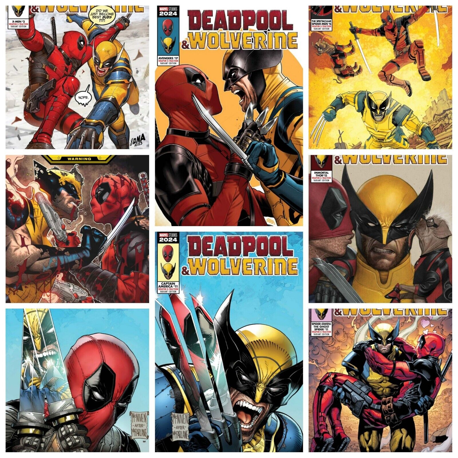 Deadpool Wolverine X-Traction Complete Set Of 8 PRESALE 8/14 Marvel 2024 X-Men