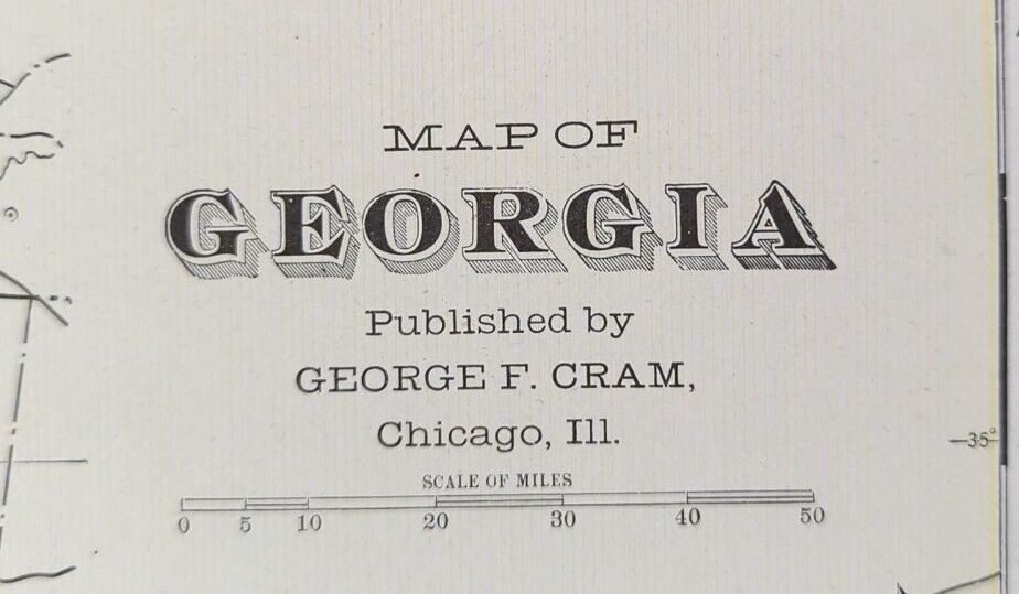 Vintage 1903 GEORGIA Map 14