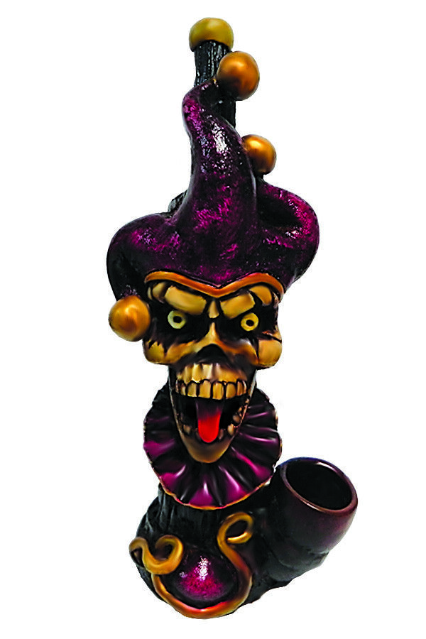 Evil Purple Jester Clown Handmade Tobacco Smoking Hand Pipe Tongue Creepy Skull