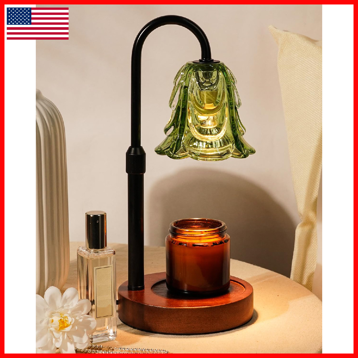 Funistree Small Candle Warmer Lamp Timer Adjustable Green Lamp Warmer For Jar