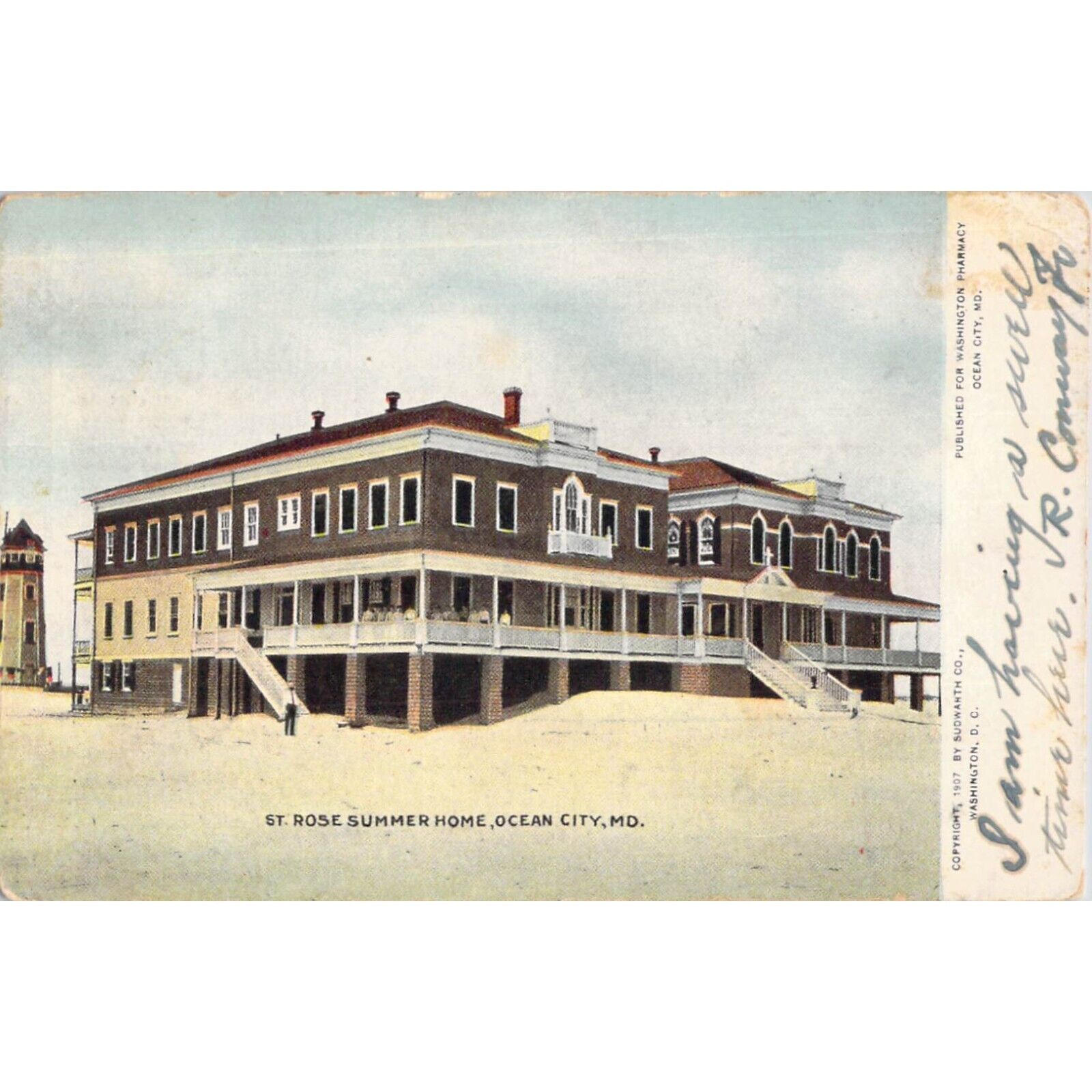 Postcard 1907 St. Rose Summer Home Ocean City MD Posted  Vtg Sudwarth