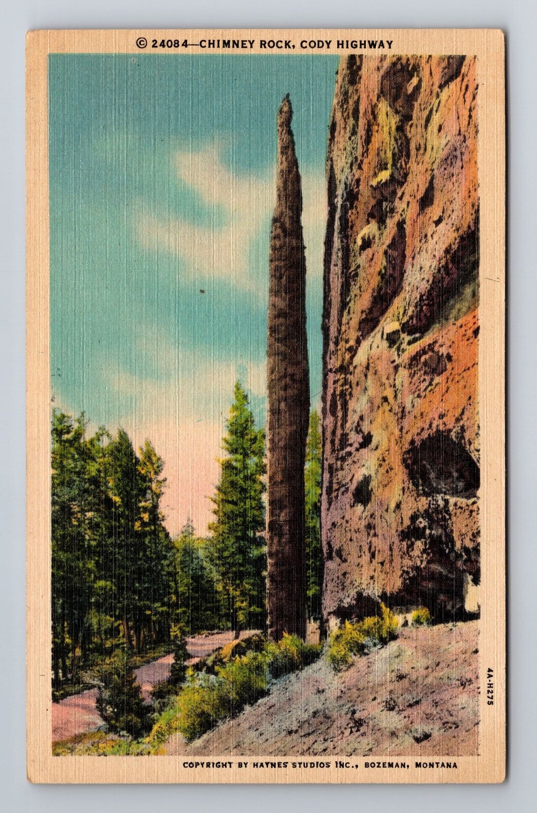 Cody WY-Wyoming, Chimney Rock, Cody Highway, Antique, Vintage Souvenir Postcard