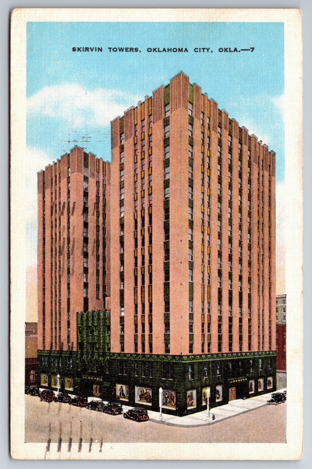 Vintage Postcard OK Oklahoma Skirvin Towers Old Cars c1940 -538 Vintage Postcard OK Oklahoma Skirvin Towers Old Cars c1940 -538