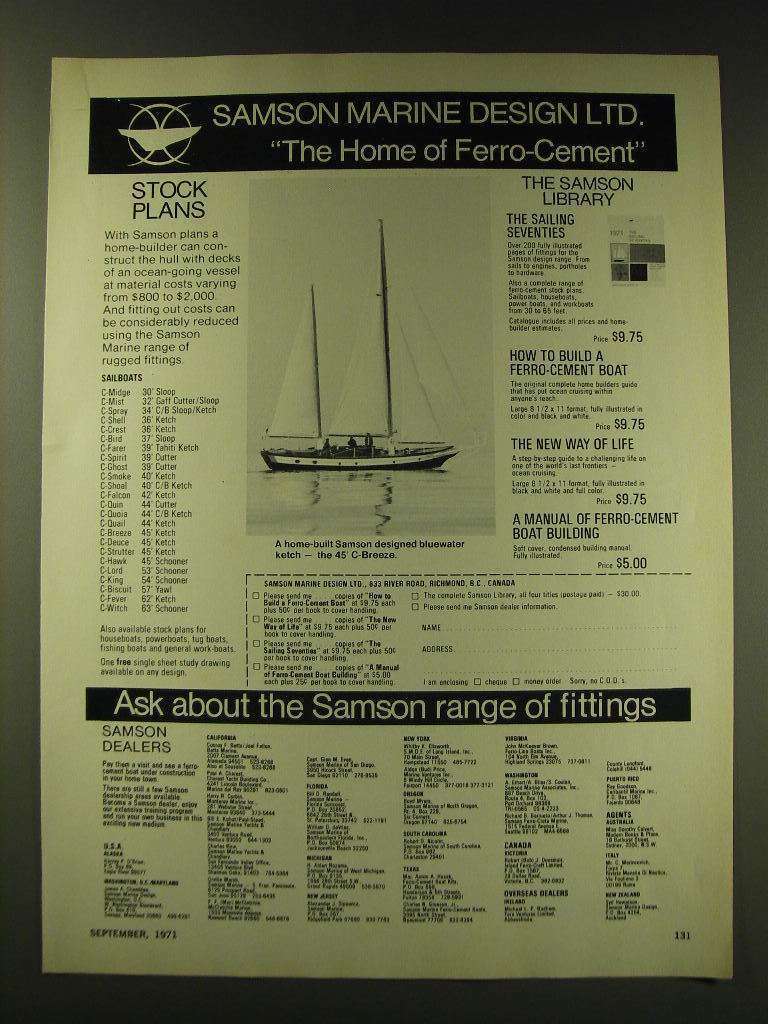 1971 Samson C-Breeze 45' Ketch Sailboat Ad
