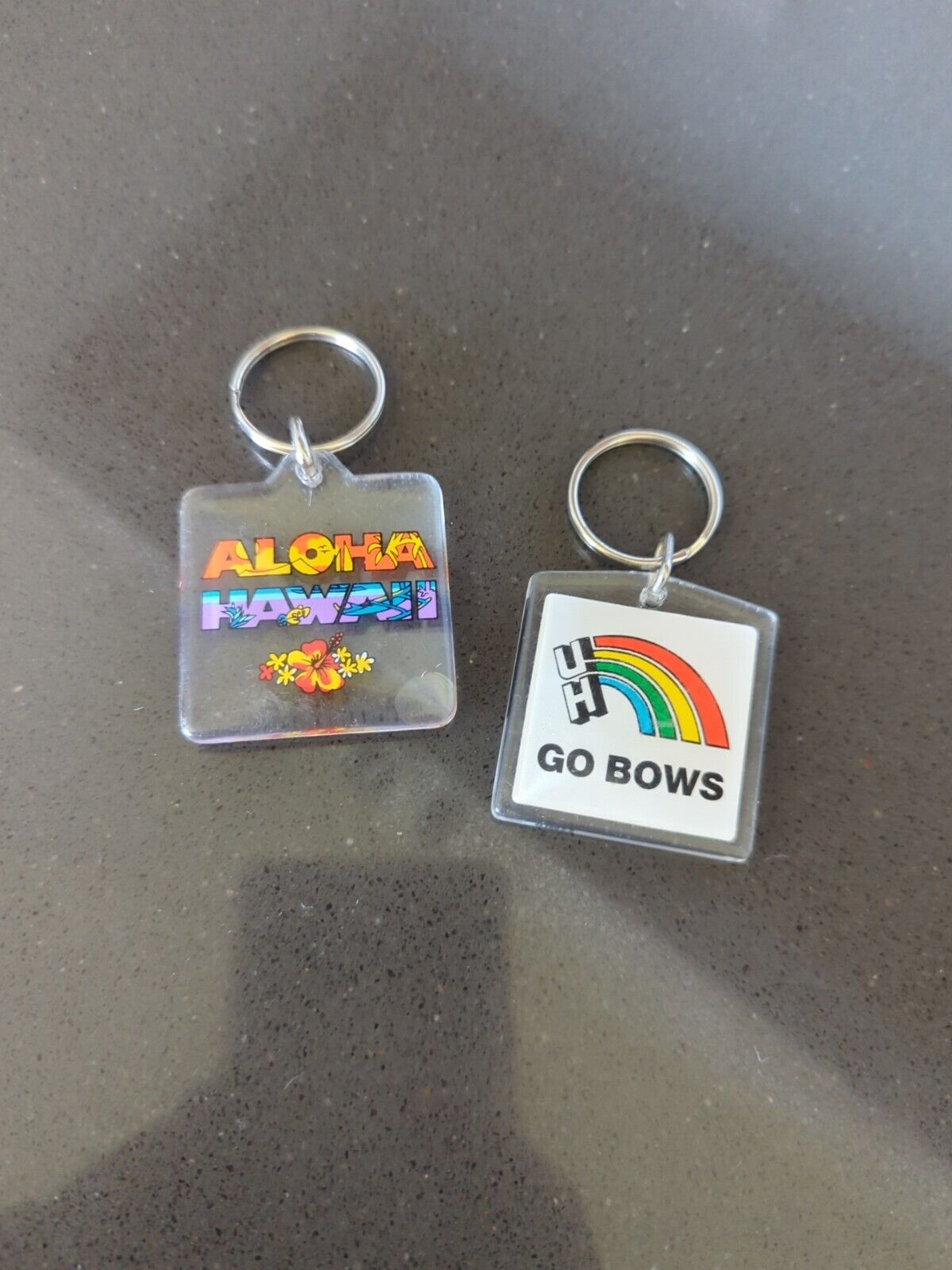 Vintage Hawaii Keychains Set Of 2 Rainbow Retro 80s 90s C107