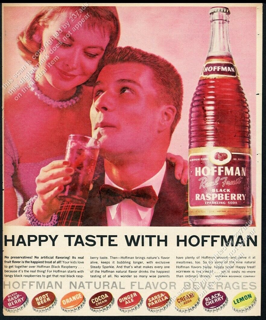1956 Hoffman Black Raspberry soda bottle young couple photo vintage print ad