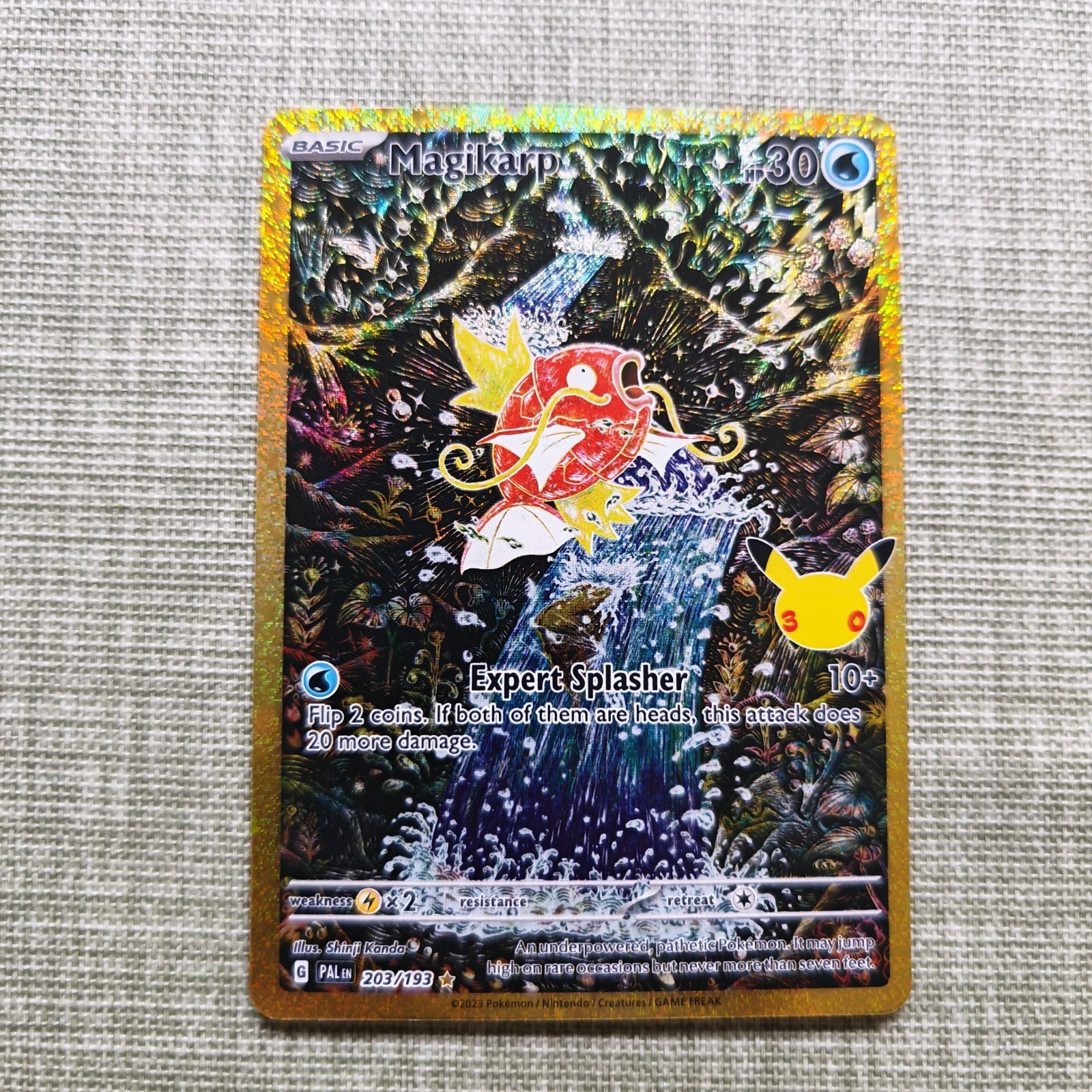 Magikarp 203/193 30th Celebration Illustration Rare Full Art Holo Pokémon TCG