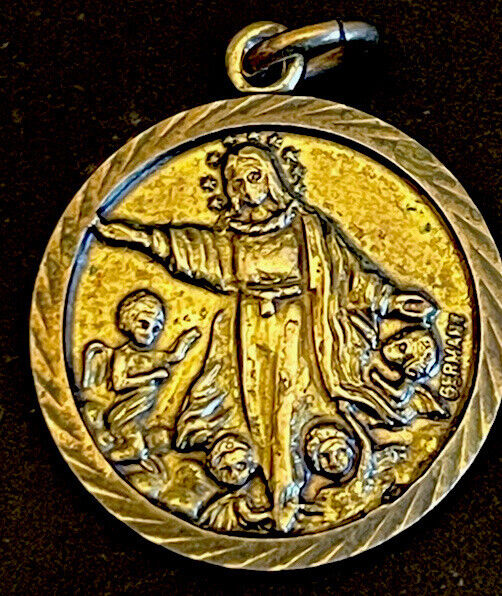 Vintage Catholic Mary Marian Year Gold Tone Religious Medal Germany
