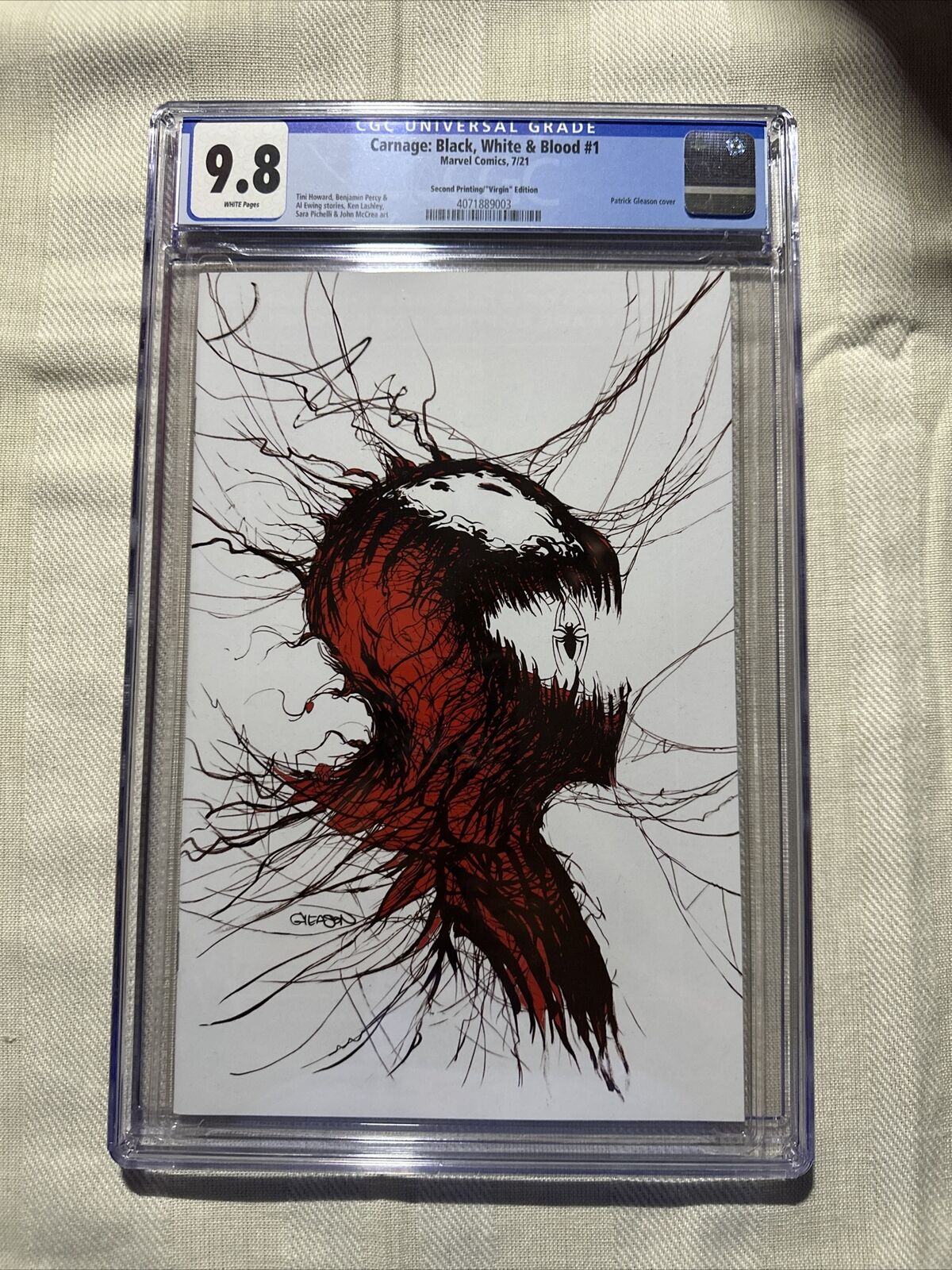 CARNAGE BLACK WHITE AND BLOOD #1 CGC 9.8 Gleason Covers