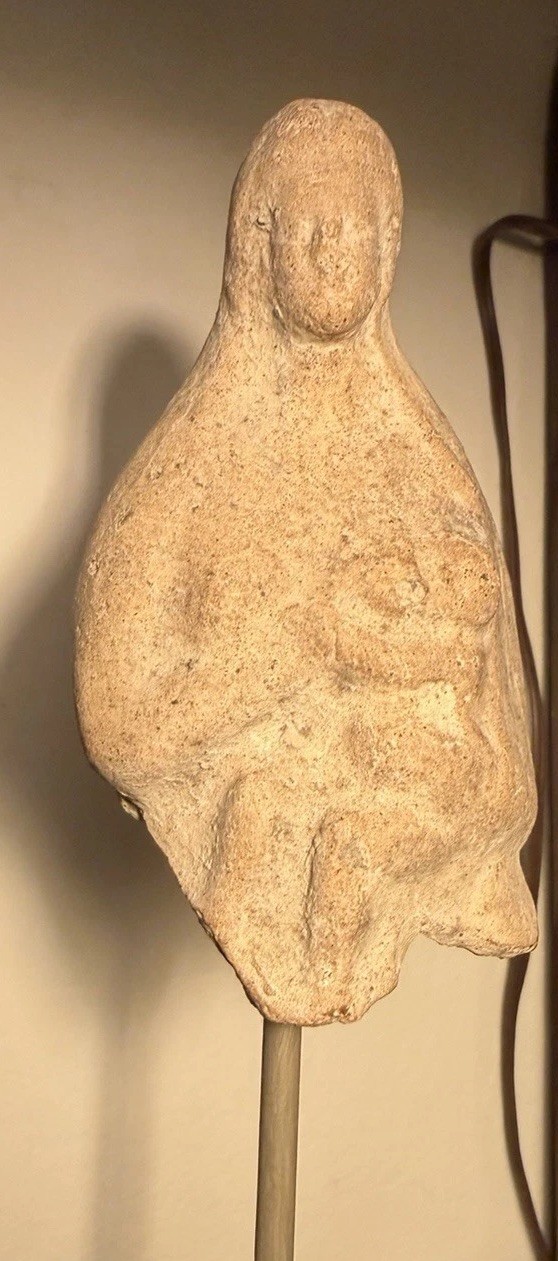 GREEK TERRACOTTA FRAGMENT, WOMAN HOLDING CHILD ca. 6th-4th Century BC. COA