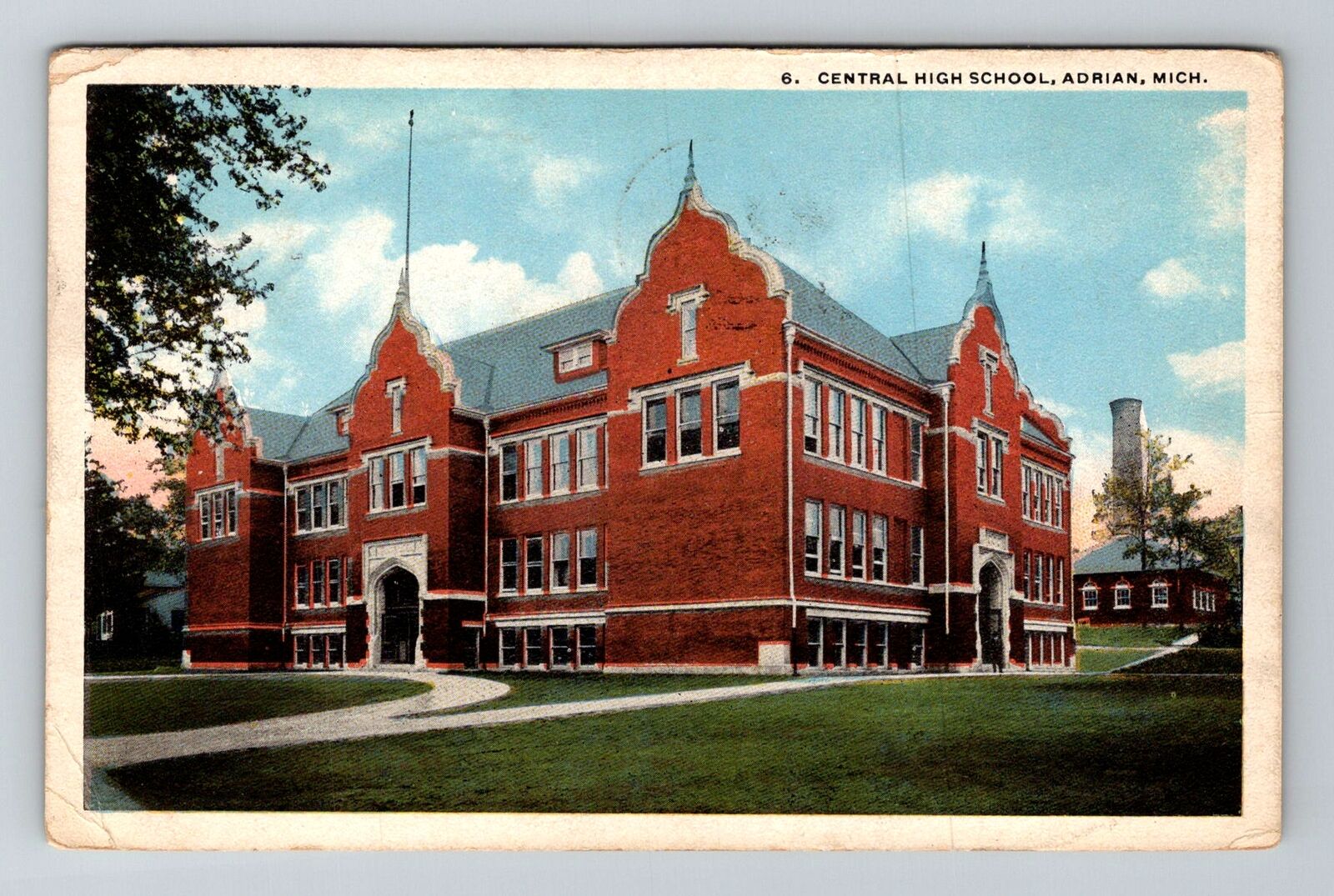 Adrian MI-Michigan, Central High School, c1920 Vintage Souvenir Postcard