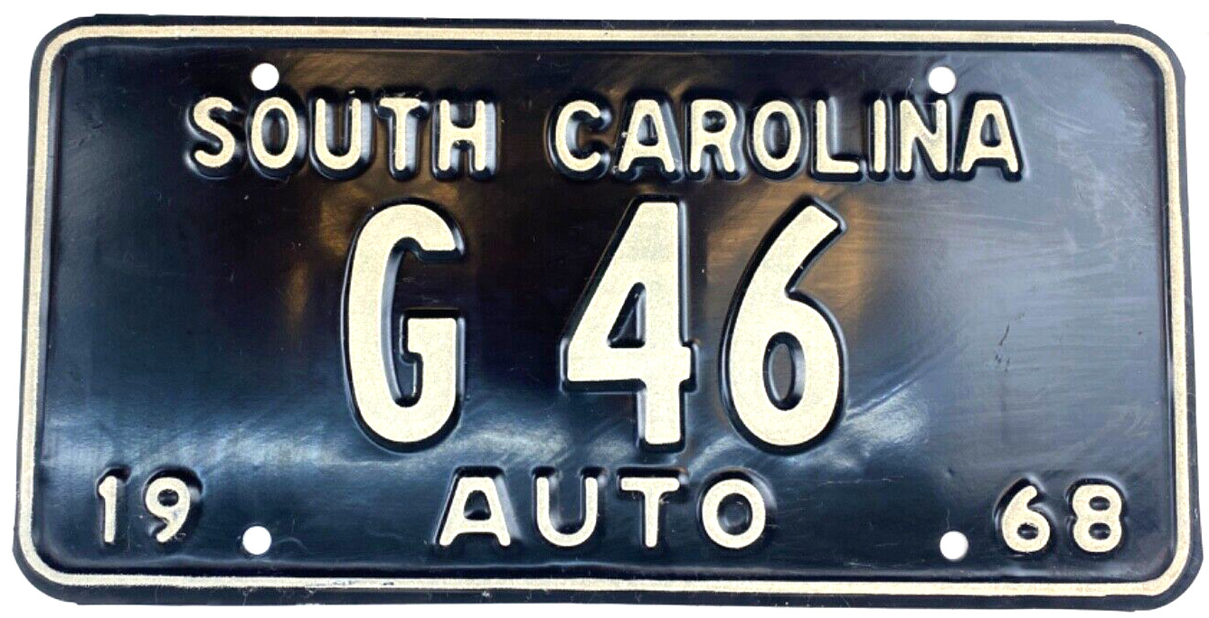 Vintage South Carolina 1968 Auto License Plate Garage Man Cave Decor Collector