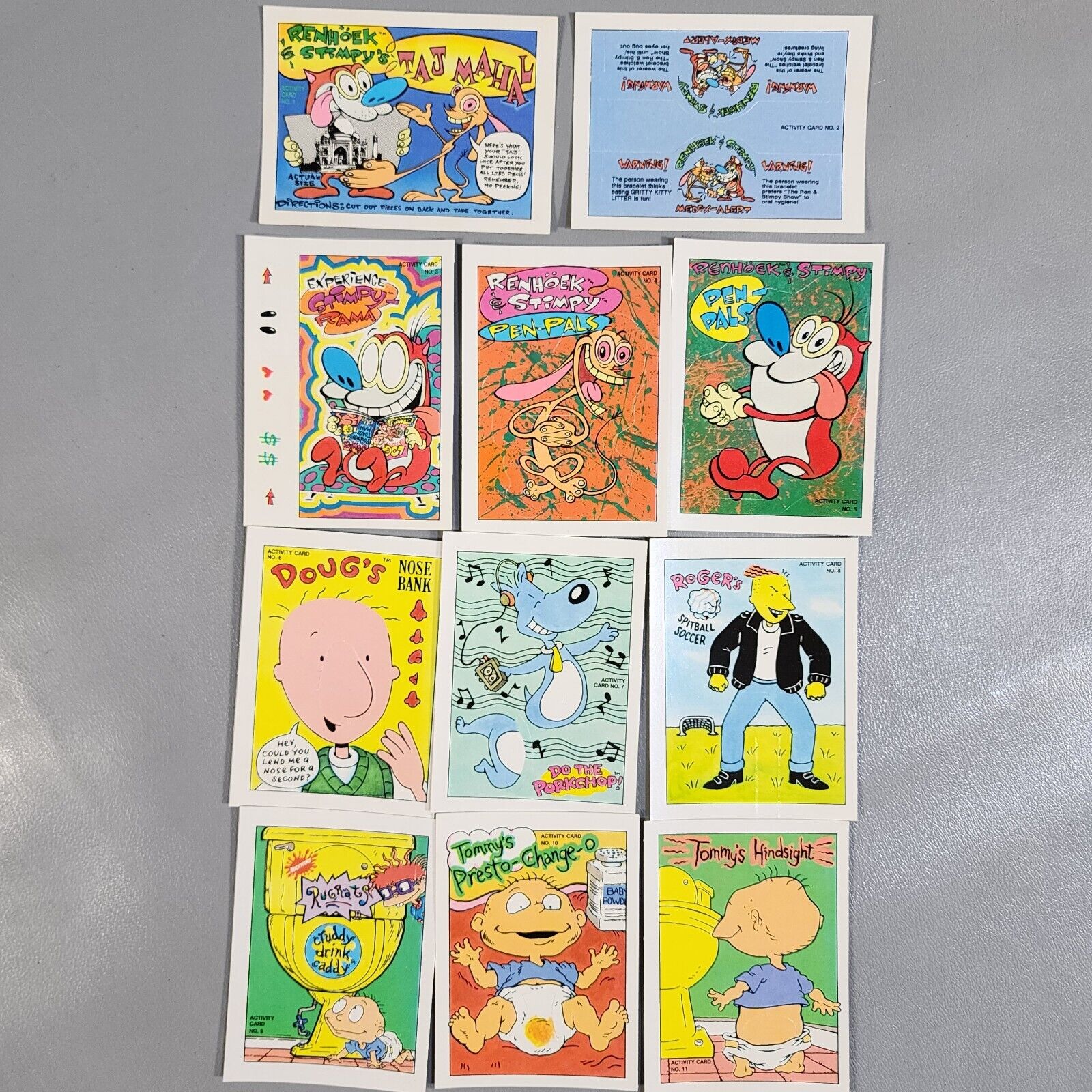 Vintage Nickelodeon Nicktoons Activity Card Set 1993 Ren Stimpy Rugrats Doug