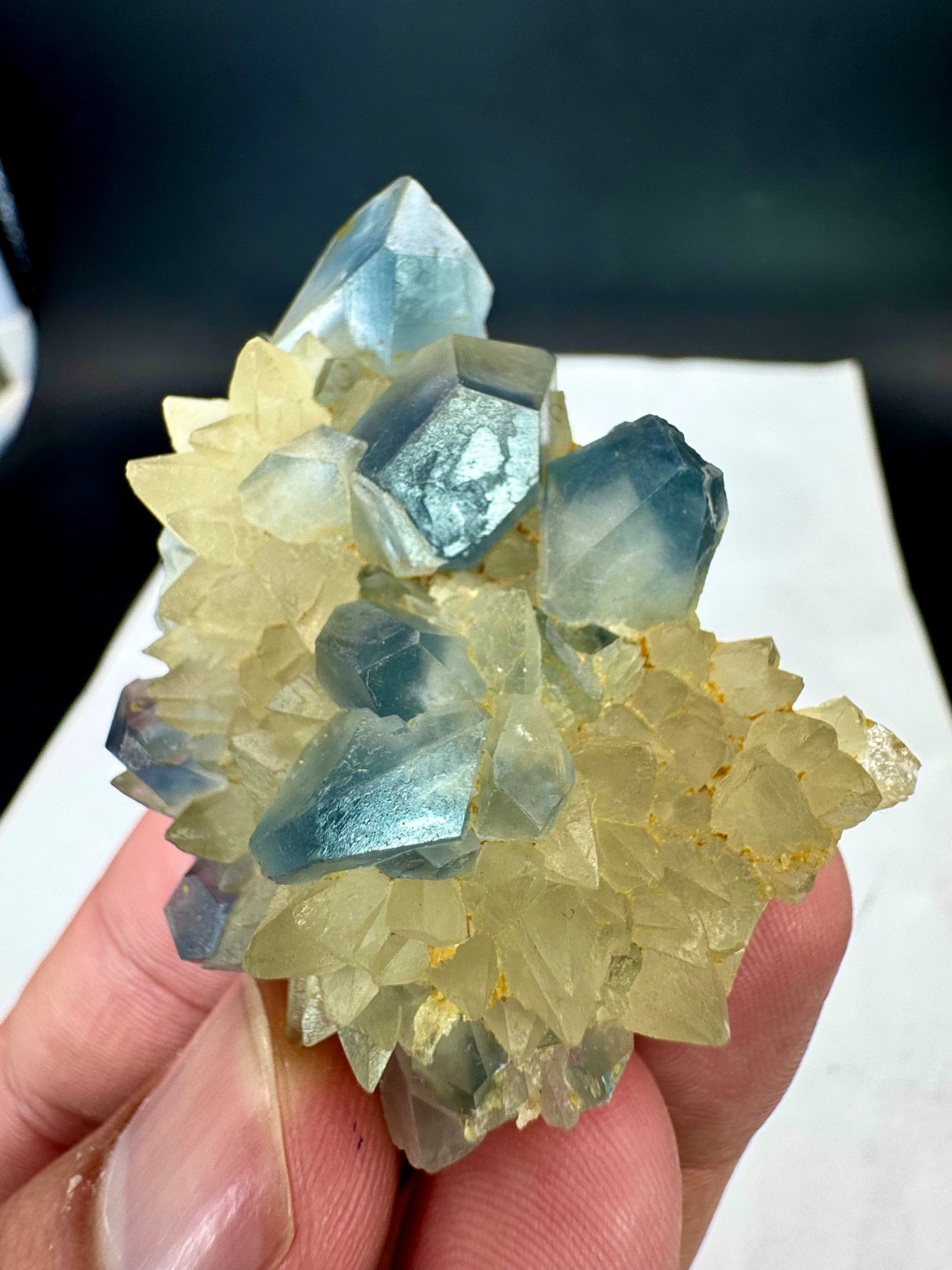 Beautiful Blue Celestine Cluster with Calcite Combine specimen from @Afg 275 CTS Beautiful Blue Celestine Cluster with Calcite Combine specimen from @Afg 275 CTS