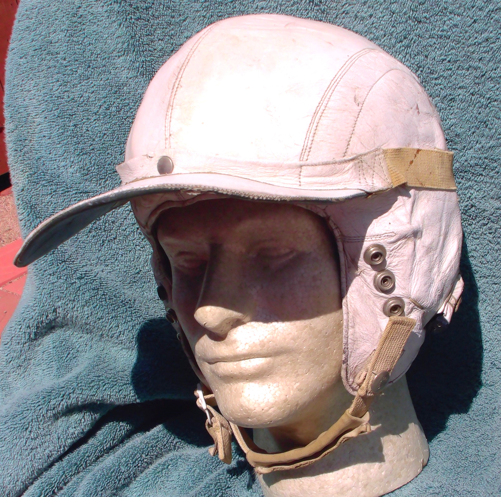 1950\' & Early 1960\'s USAF MB-3 Padded Leather Flight Helmet with RARE Sun Visor