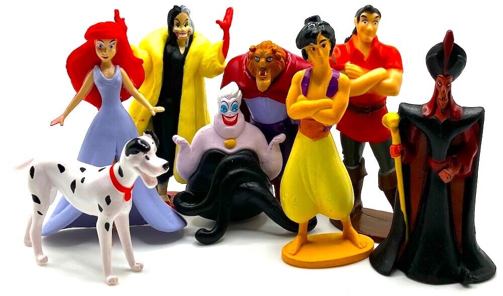 DISNEY HEROES & VILLAINS Figure Play Set PVC TOY Gaston URSULA Beast ARIEL Jafar