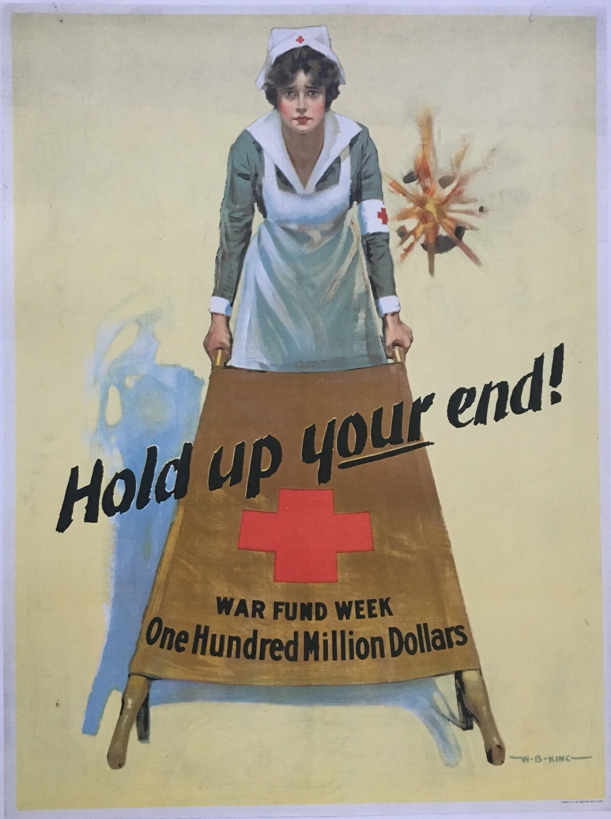 Original ca1918 Great War Red Cross Poster Original ca1918 Great War Red Cross Poster