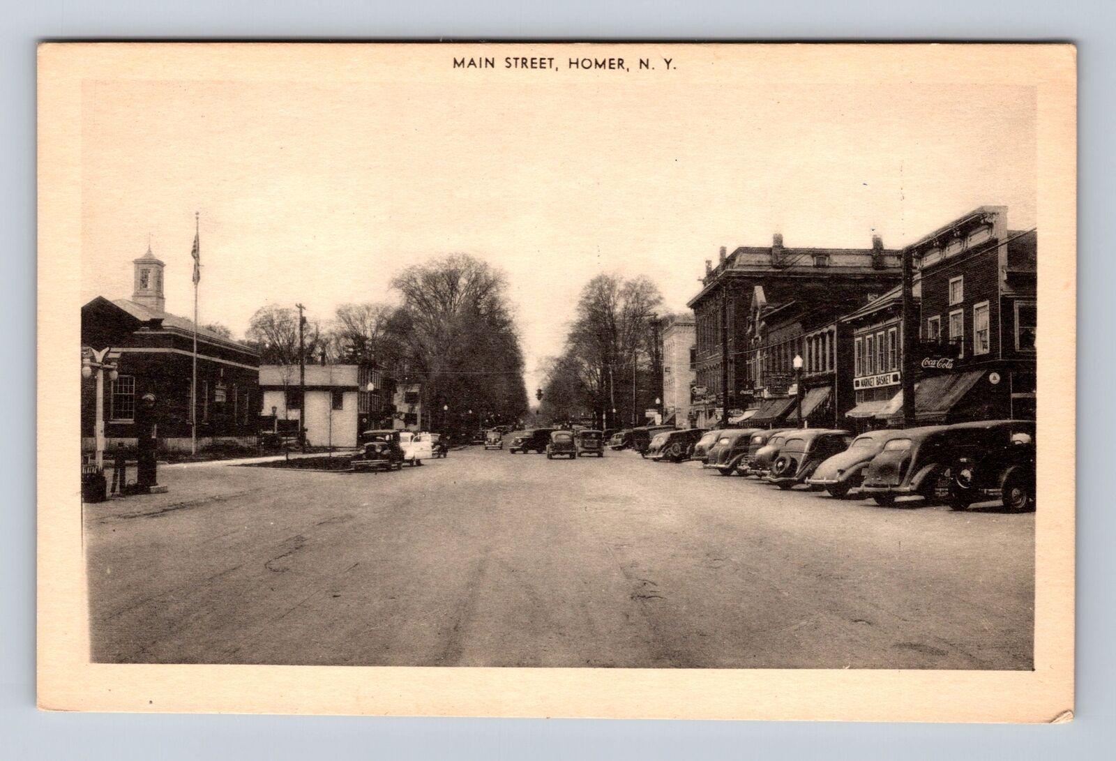 Homer NY-New York, Scenic View Of Main Street, Coca-Cola, Vintage Postcard
