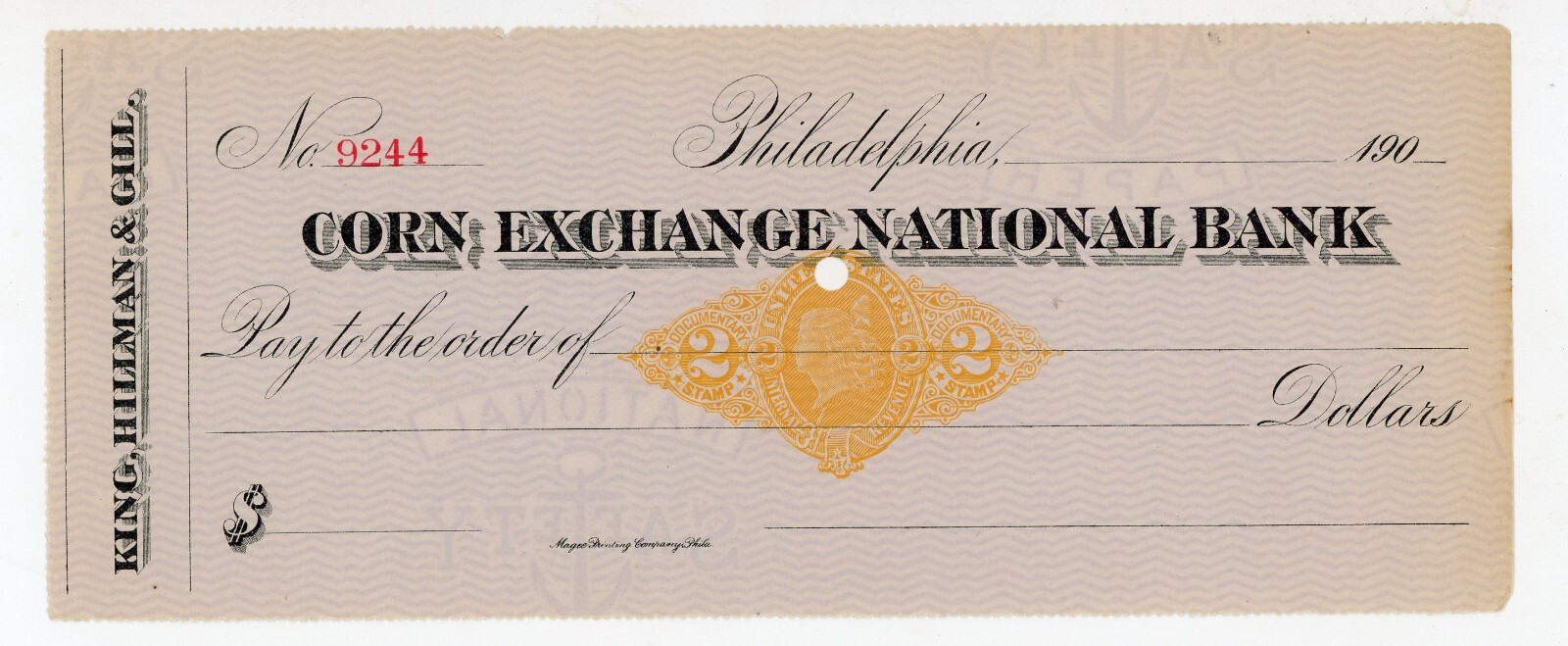 Antique 1900s Corn Exchange National Bank Check Blank Philadelphia PA Rare Antique 1900s Corn Exchange National Bank Check Blank Philadelphia PA Rare