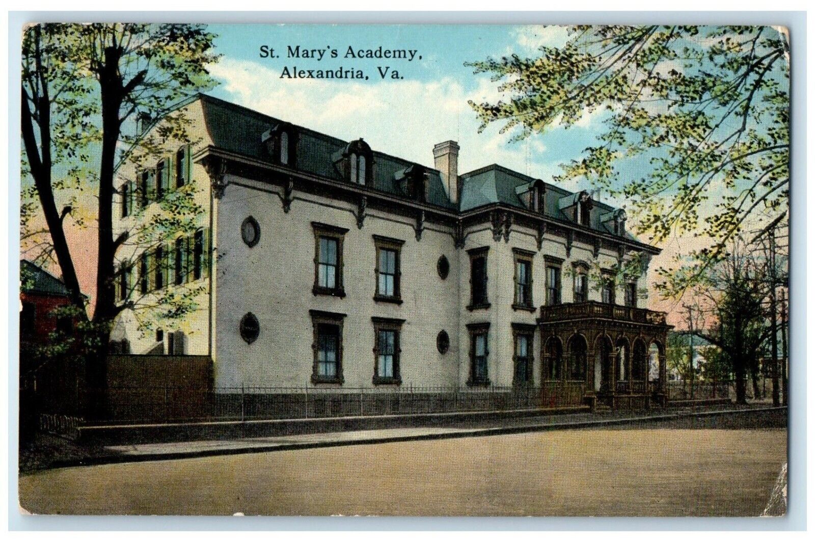 c1910 St. Mary's Academy Exterior Building Alexandria Virginia Vintage Postcard