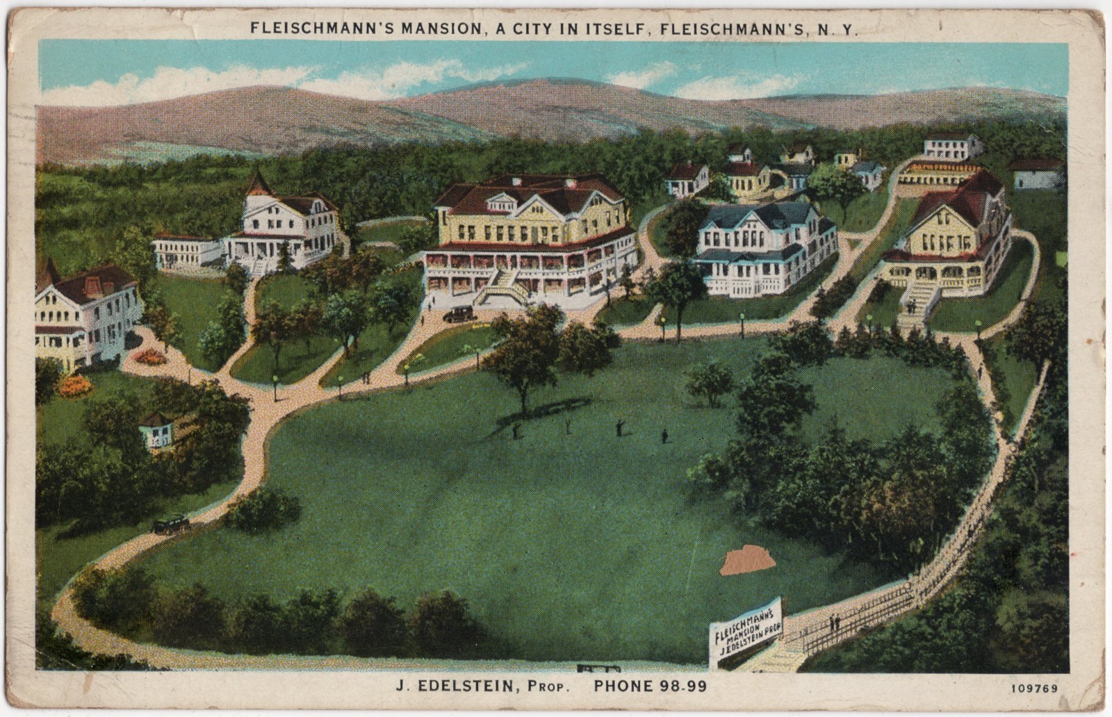 Antique 1932 Fleischmann\'s Mansion Hotel Fleischmanns NY Catskills Postcard