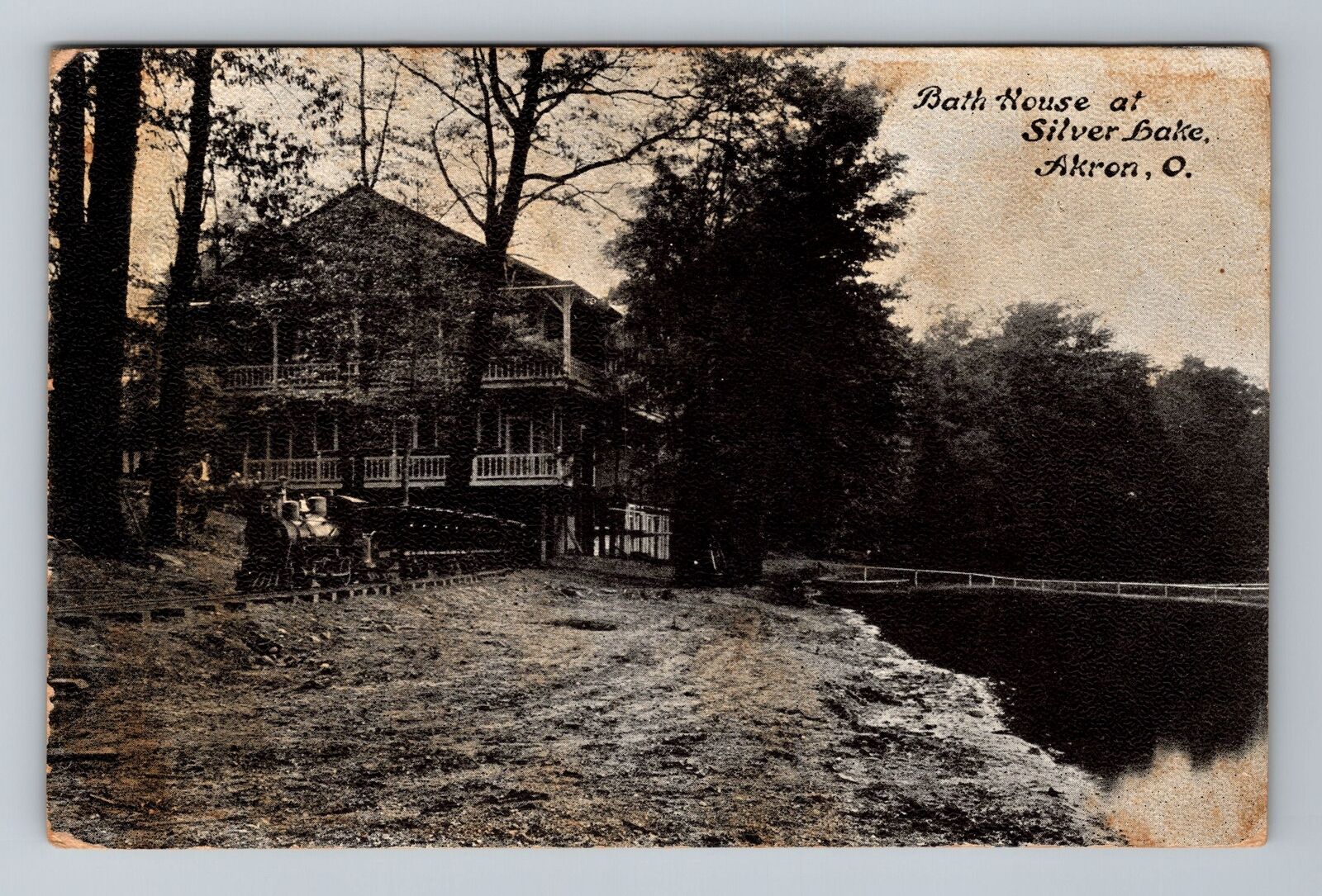 Akron OH-Ohio, Silver Lake Bath House, c1907 Antique Vintage Souvenir Postcard