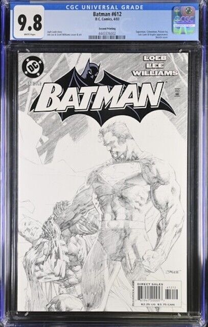 BATMAN #612 2nd Print CGC 9.8 SKETCH COVER SUPERMAN HUSH DC COMICS JIM LEE