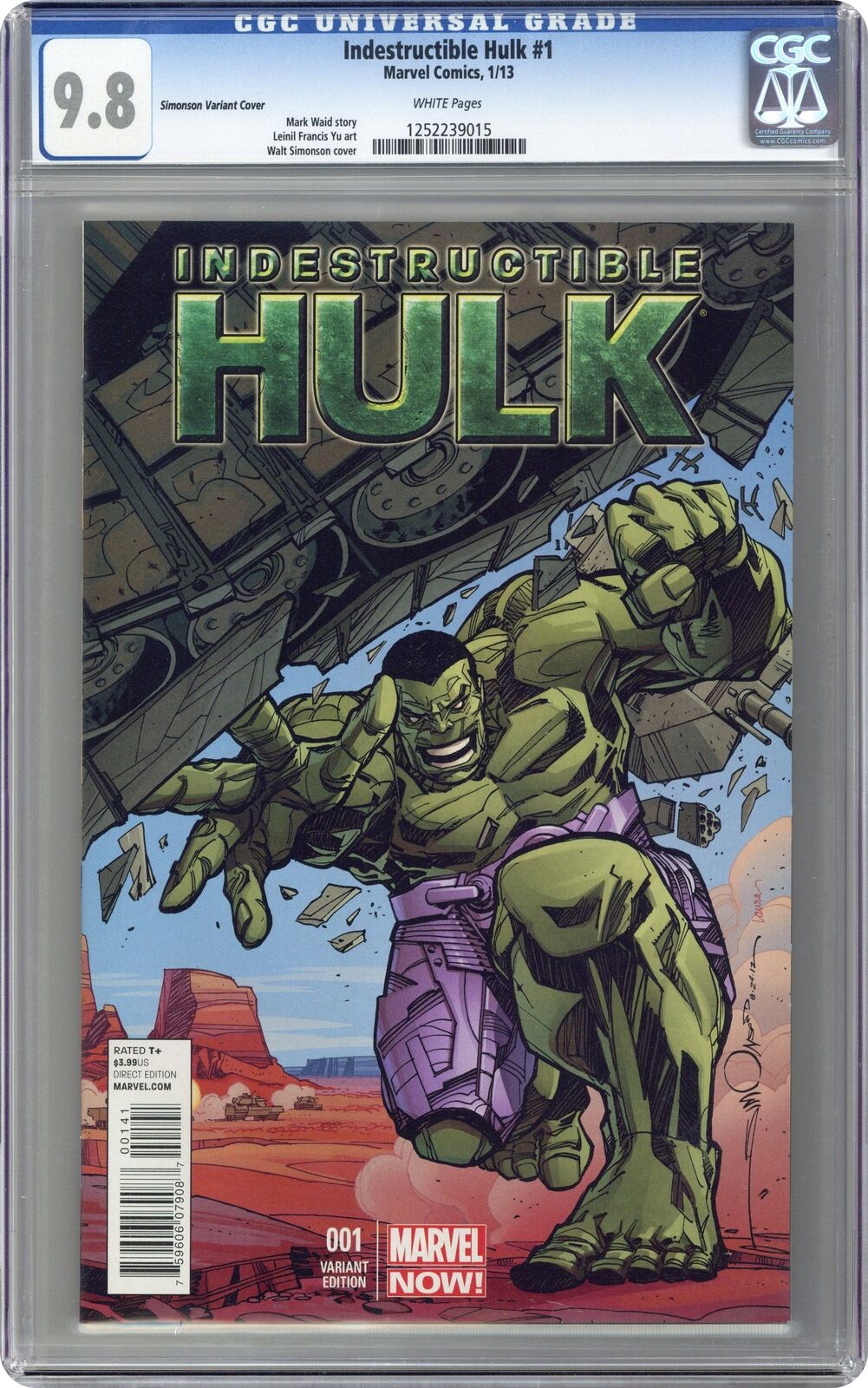 Indestructible Hulk 1B Simonson 1:50 Variant CGC 9.8 2013 1252239015