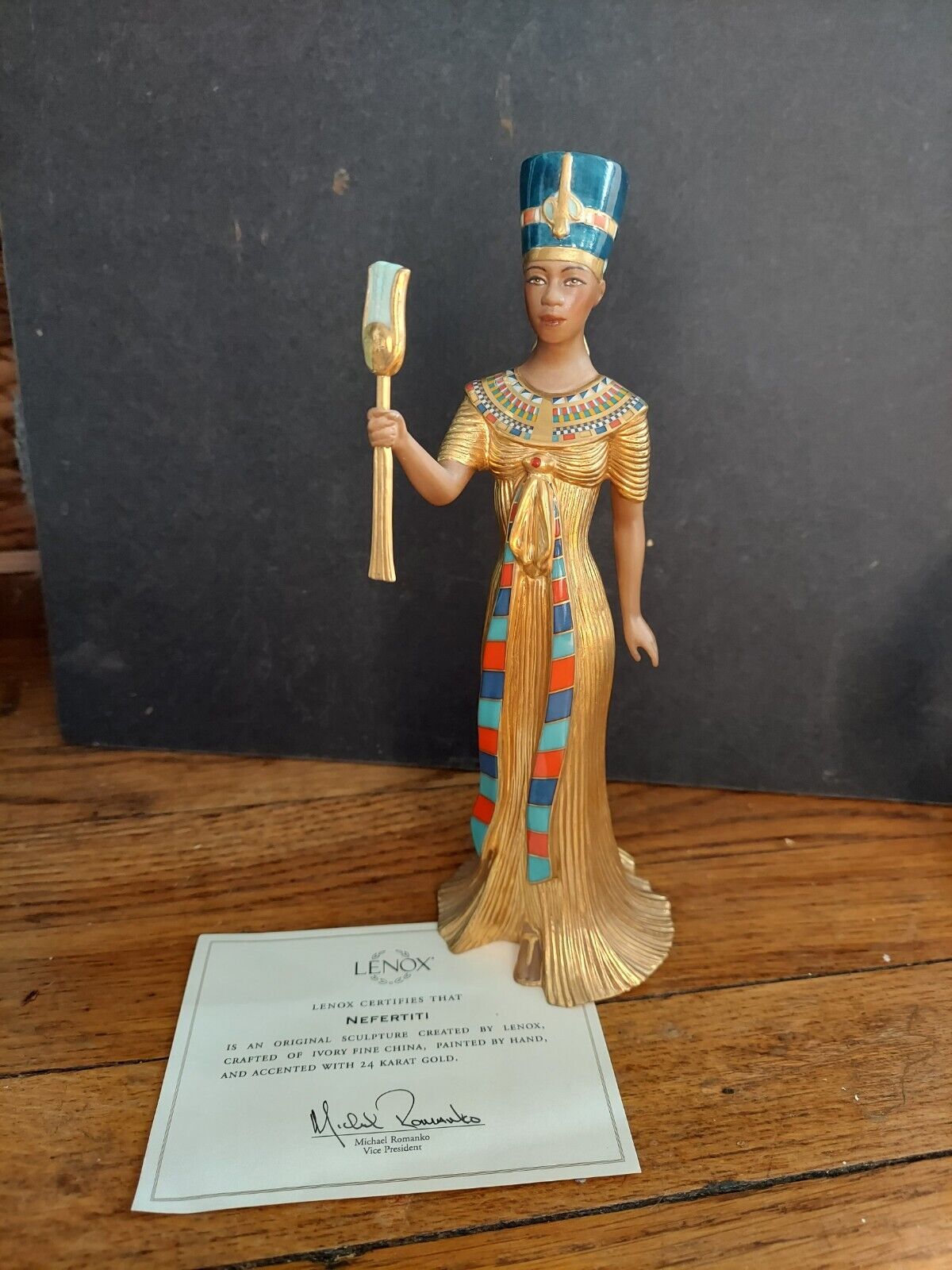 Lenox Egyptian Figurine Queen Nefertiti With COA 24karat