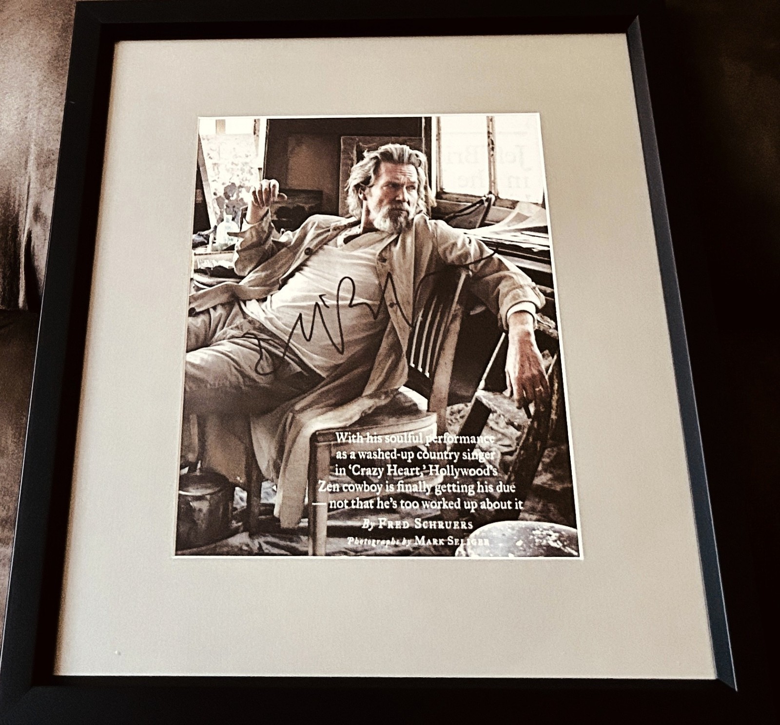 Jeff Bridges signed autograph 8x10 magazine photo custom framed JSA Big Lebowski