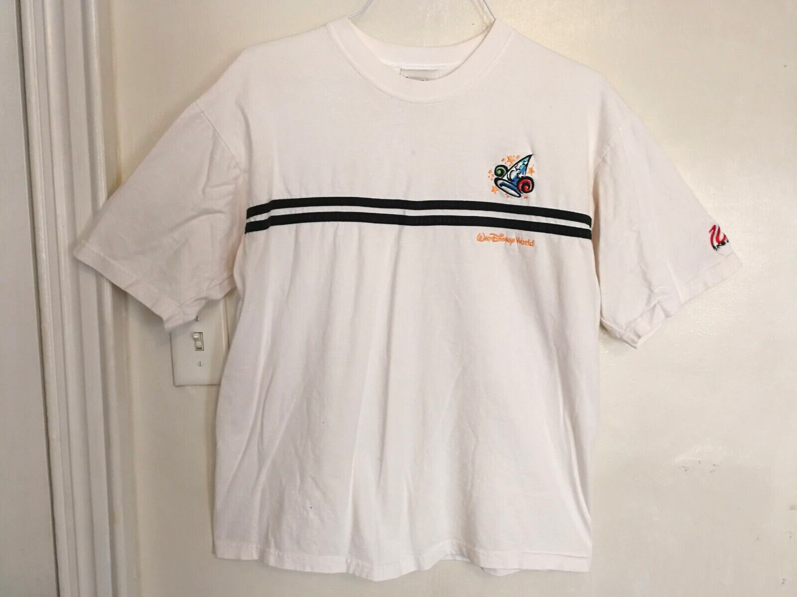 Vtg Walt Disney World Mens Shirt XL White 100 Years of Magic Embroidered STAINS